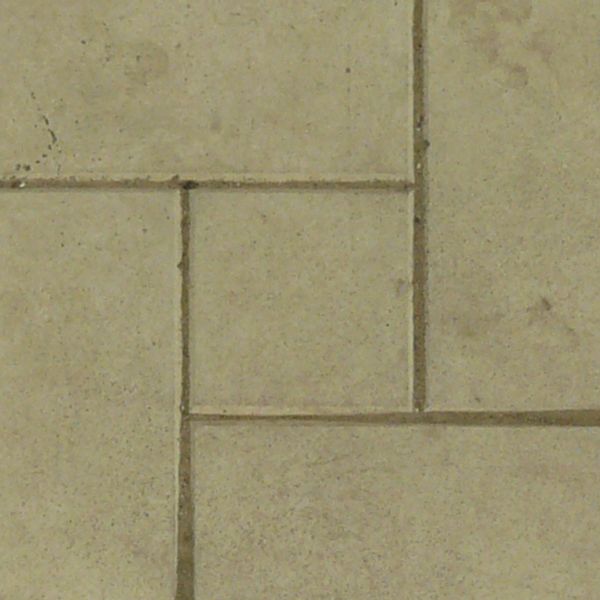 Seamless texture consisting of beige tiles in beige tone with repeating patterns and dirty surface.