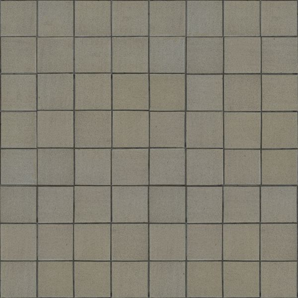 Pavement of square tiles in beige tone set evenly.