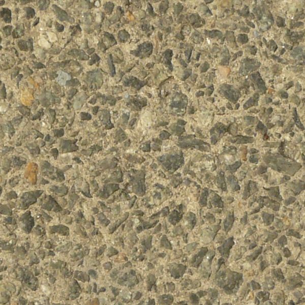 Seamless texture of concrete in light brown color with small stones embedded in surface.