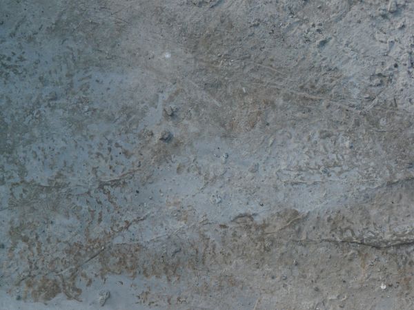 Concrete floor texture in light grey tone with very rough, inconsistent surface and brown dirt.