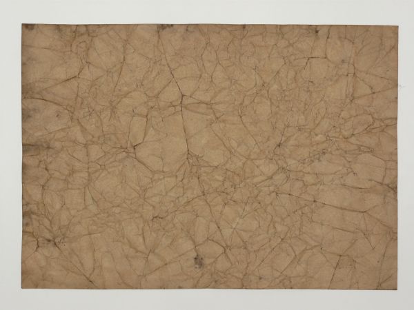 Brown paper texture, covered with fine lines and creases from crumpling.