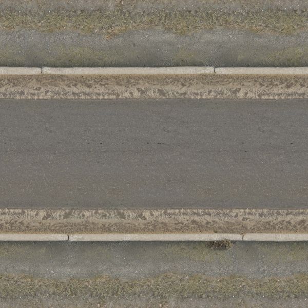 Texture of grey, asphalt road with clean surface and wet sand on edges.