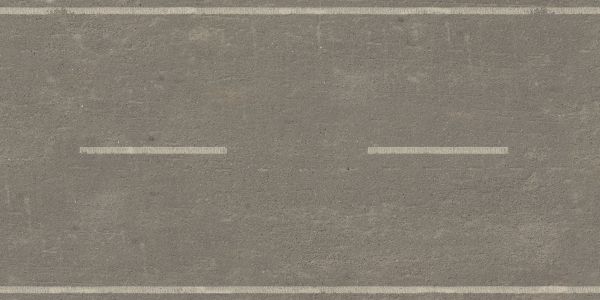 Texture of light grey road of asphalt with white lines and slightly worn surface.