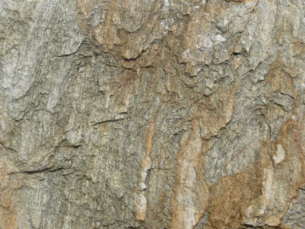 Rough surface of rock in light grey and brown tones with irregular consistency.