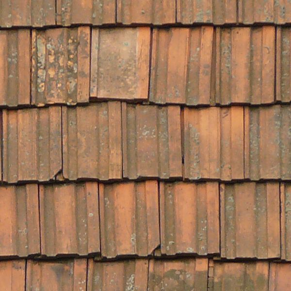 Seamless roof texture of flat red shingles with embedded line patterns.