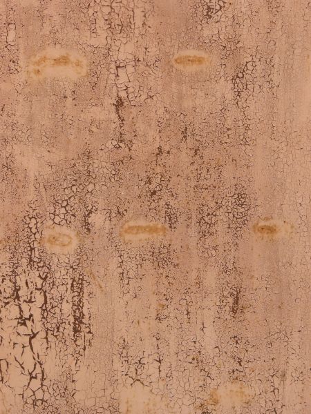 Pink painted metal texture, covered with many small cracks and discolorations, and with a dark red rusted surface visible underneath.