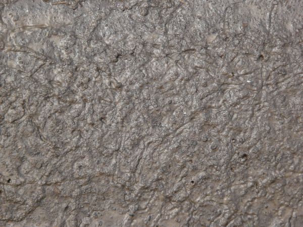 Rocky brown mud texture, with a shiny, bumpy surface full of small holes and indentations.