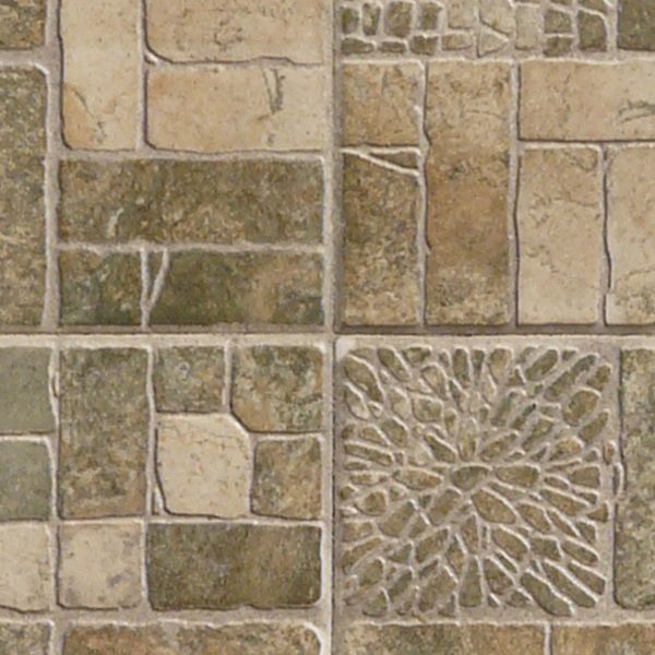 Seamless texture of brown tiles with varying patterns on surfaces.