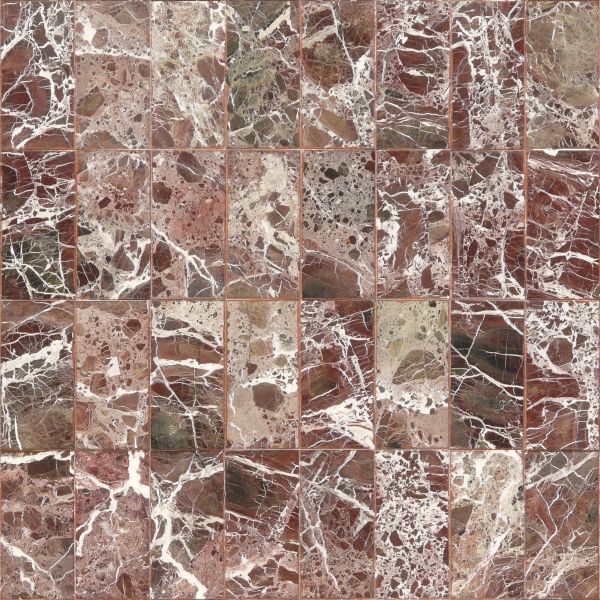Seamless tile texture in identical, rectangular shapes of red and grey marble.