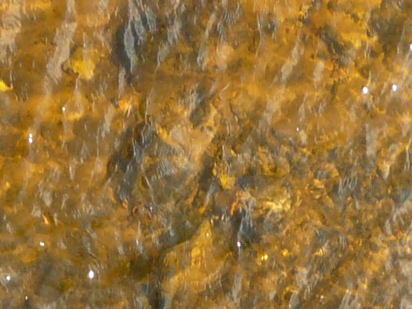 Texture of shallow water with brown, murky consistency and shiny, rippling surface.